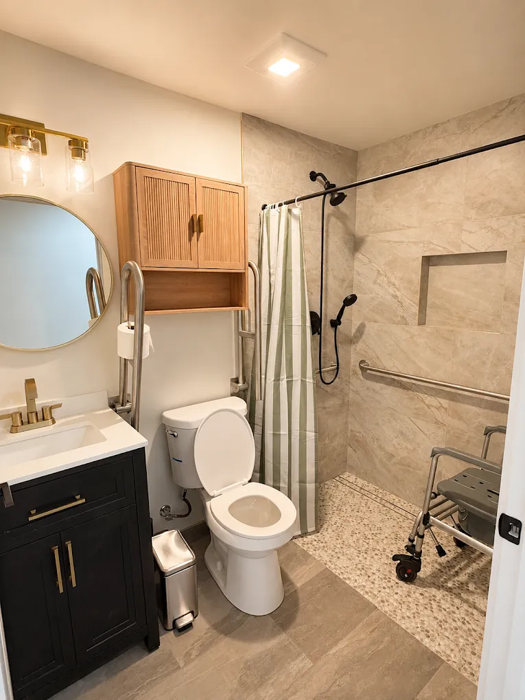 DSK Living Adult Family Home: Roll-in shower bathroom