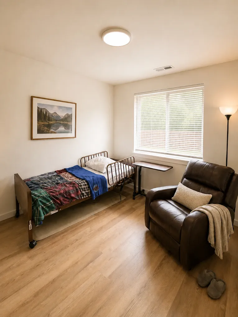 DSK Living Adult Family Home: Private bedroom with recliner