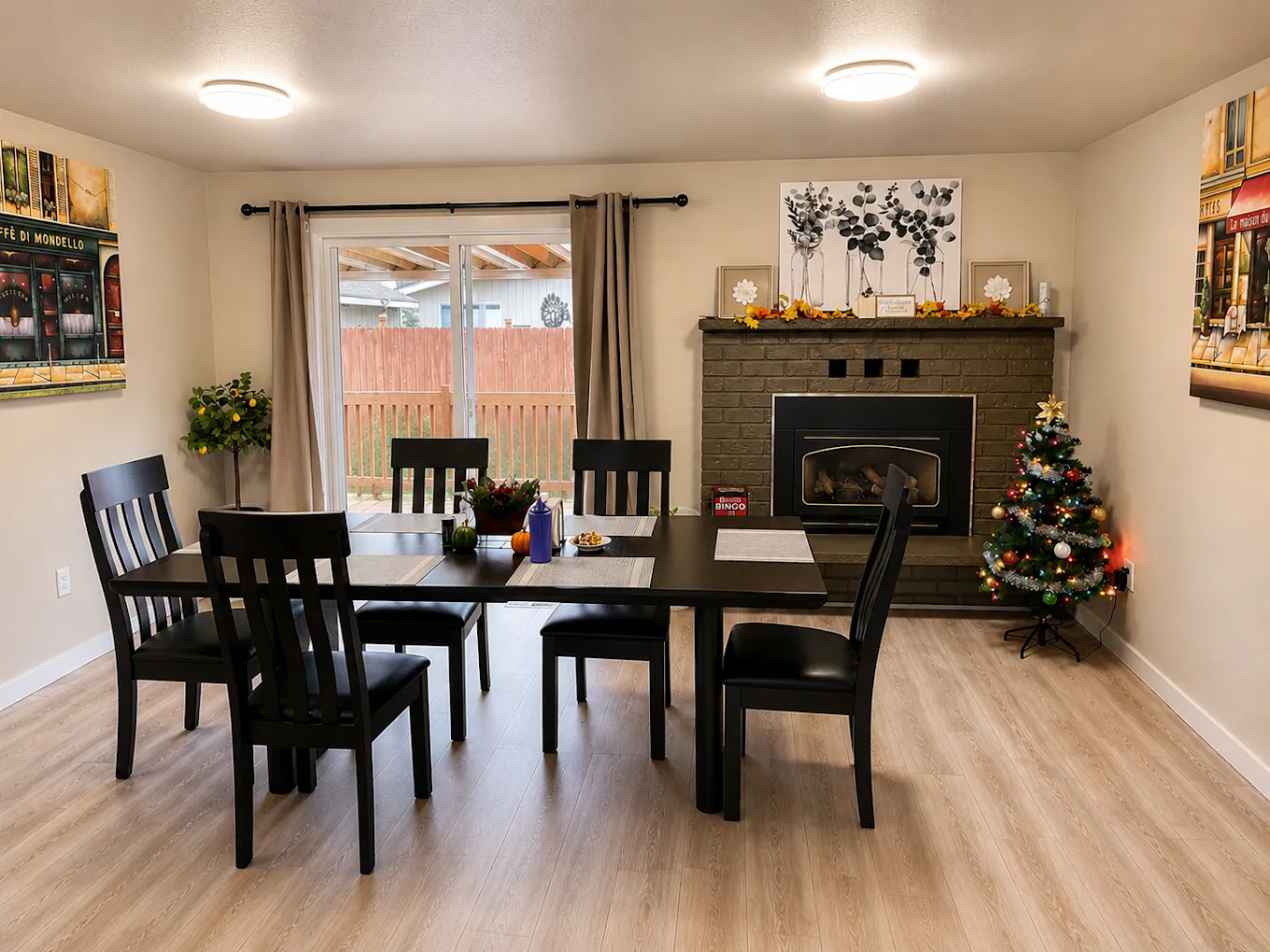 SK Living Adult Family Home: Dining room with fireplace